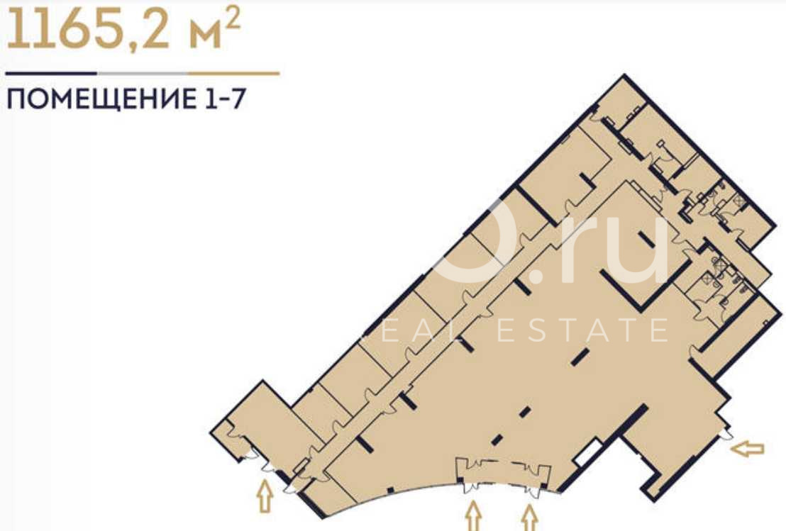 Планировка офиса 1165.2 м², 1 этаж, ЖК «Фестиваль парк»